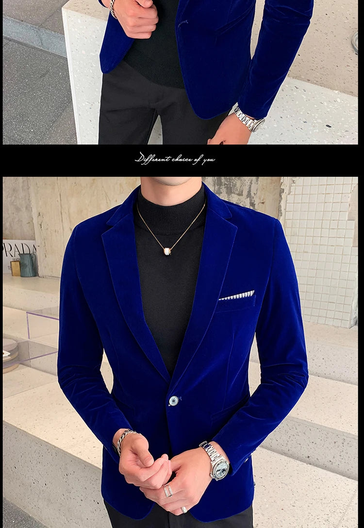 Burgundy Velvet Blazers for Men Fashion Casual Suits Jackets Men Wedding Groom Singer Costume Slim Blazer Formal Wear Dress 5XL