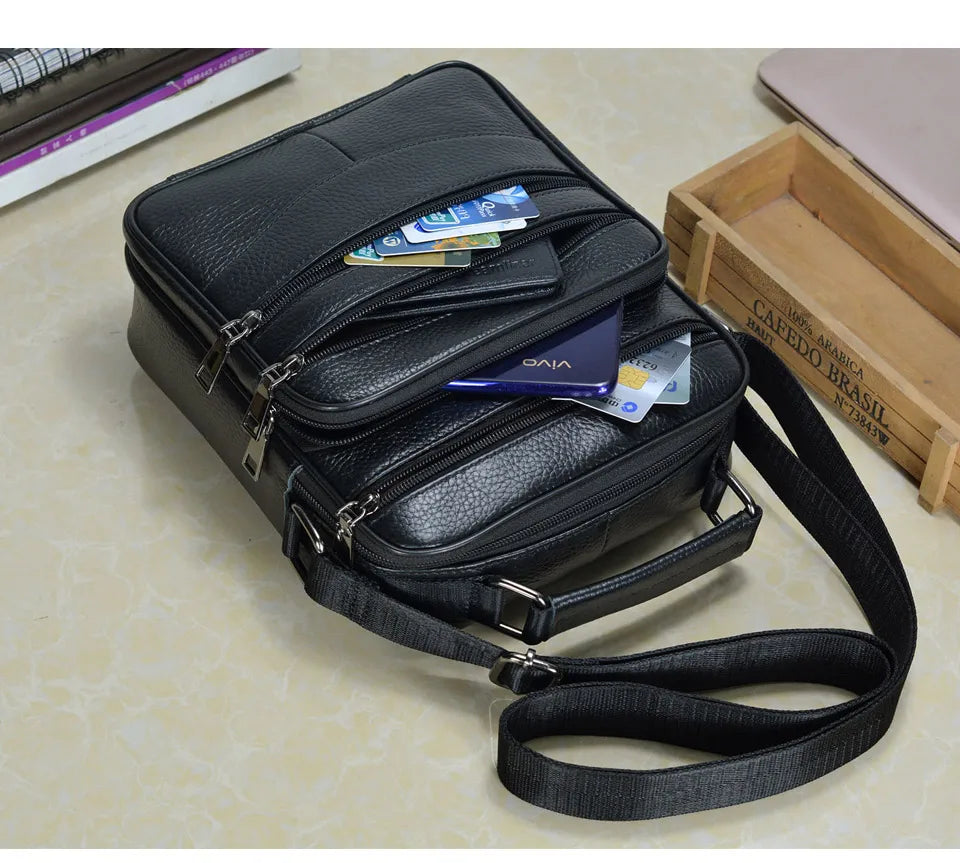 Hot Fashion Men Messenger Bags Genuine Leather Handbags for Man Luxury Brand Male Crossbody Bag for Mini Pad Boy Shoulder Bag