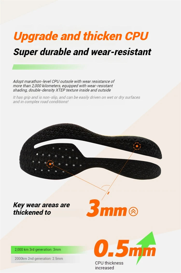 Xtep 2000km 3.0 Running Shoes For Men 2025 Spring Sneakers Cushioning Training Jogging Wear-Resistant Lightweight 875119110032