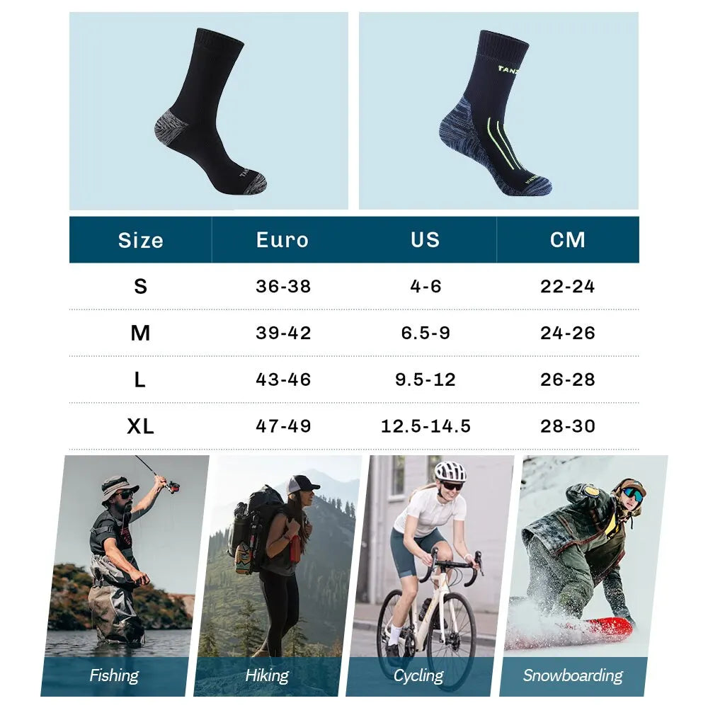 Calcetines impermeables para hombre, cálidos, para nieve, térmicos, deportivos, PORELLE MEMBRANES, snowboard, ciclismo, esquí, bicicleta, invierno, negro y azul.