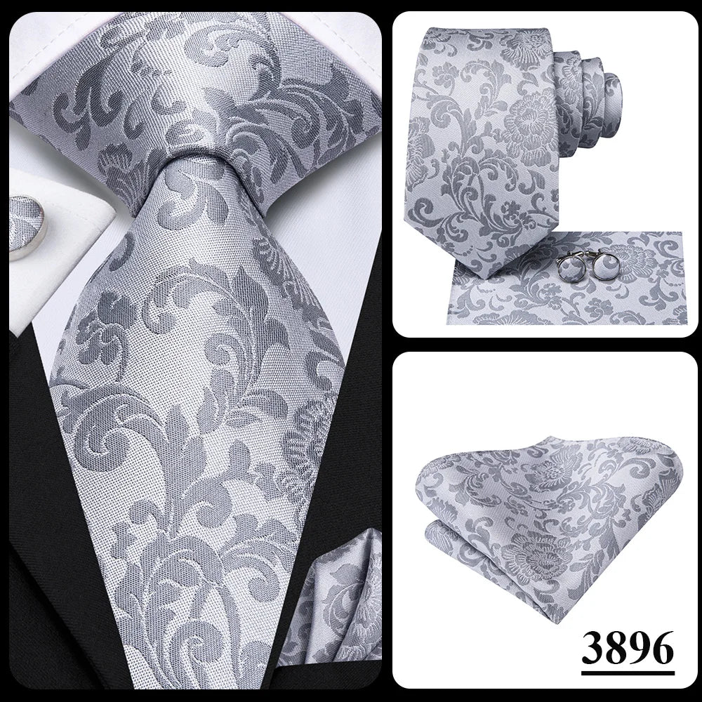 Hi-Tie Purple Silver Striped Silk Elegant Tie For Men Groom Wedding Men Necktie Pocket Square Cufflink Accessory Wholesale