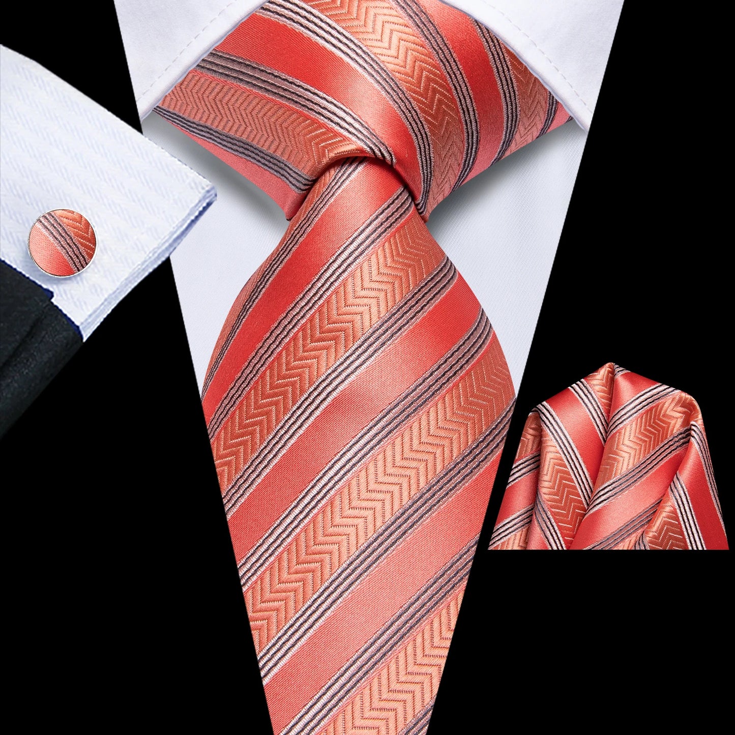 Hi-Tie Navy Blue Floral Striped Silk Elegant Tie For Men Groom Wedding Men Necktie Pocket Square Cufflink Accessory Wholesale
