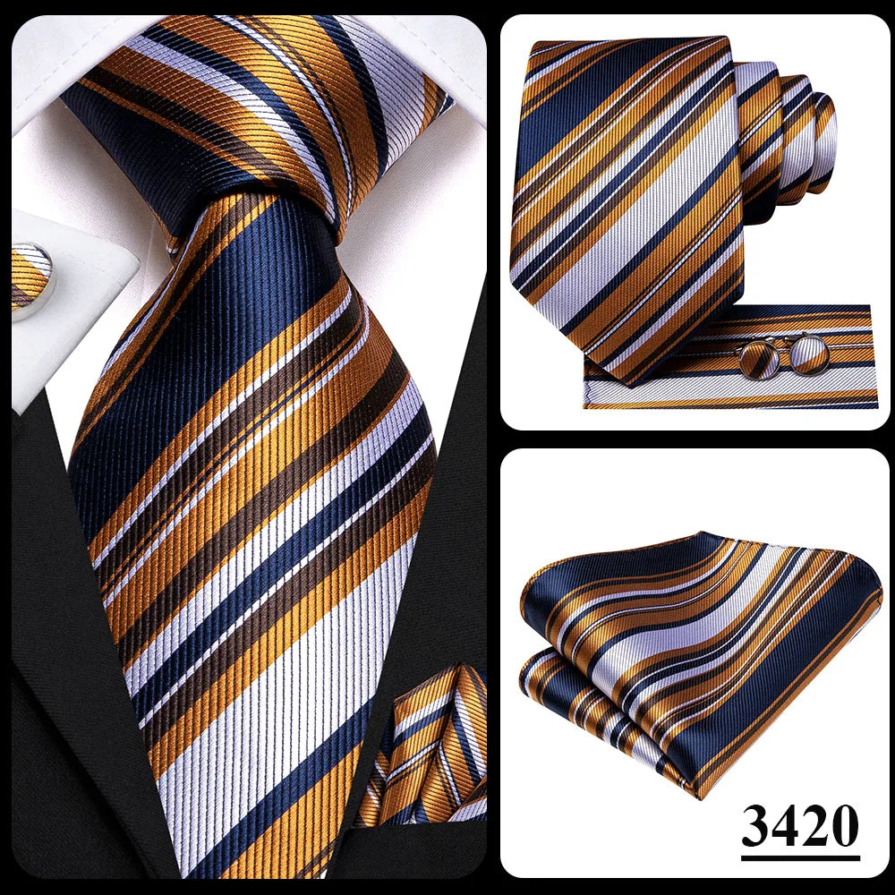 Hi-Tie Designer Silk Wedding Tie For Men Blue White Plaid Handky Cufflink Set Fashion Necktie For Men Business Party Wholesale