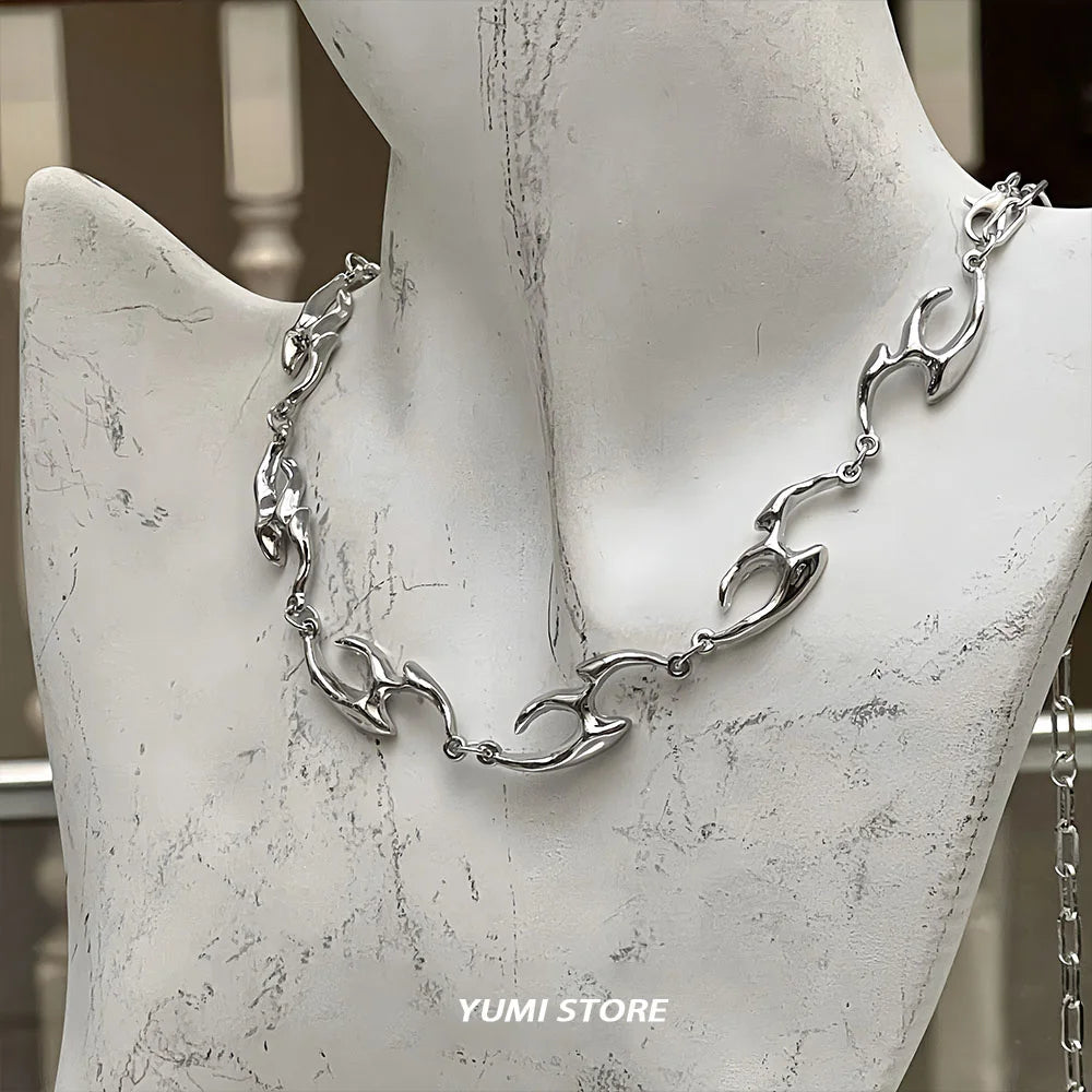 New Trend Irregular Titanium Steel Necklace For Man Luxury Collar Chain Unisex Jewelry Street Hip Hop Accessories Wholesale