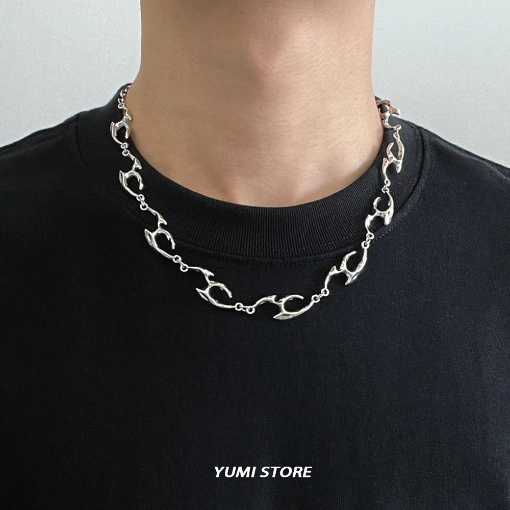 New Trend Irregular Titanium Steel Necklace For Man Luxury Collar Chain Unisex Jewelry Street Hip Hop Accessories Wholesale