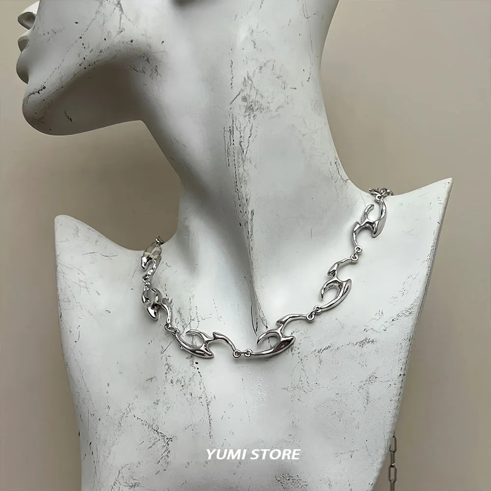 New Trend Irregular Titanium Steel Necklace For Man Luxury Collar Chain Unisex Jewelry Street Hip Hop Accessories Wholesale