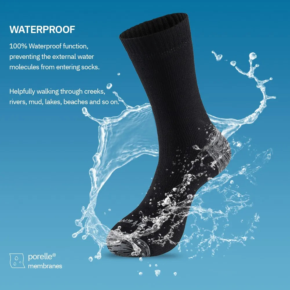 Calcetines impermeables para hombre, cálidos, para nieve, térmicos, deportivos, PORELLE MEMBRANES, snowboard, ciclismo, esquí, bicicleta, invierno, negro y azul.