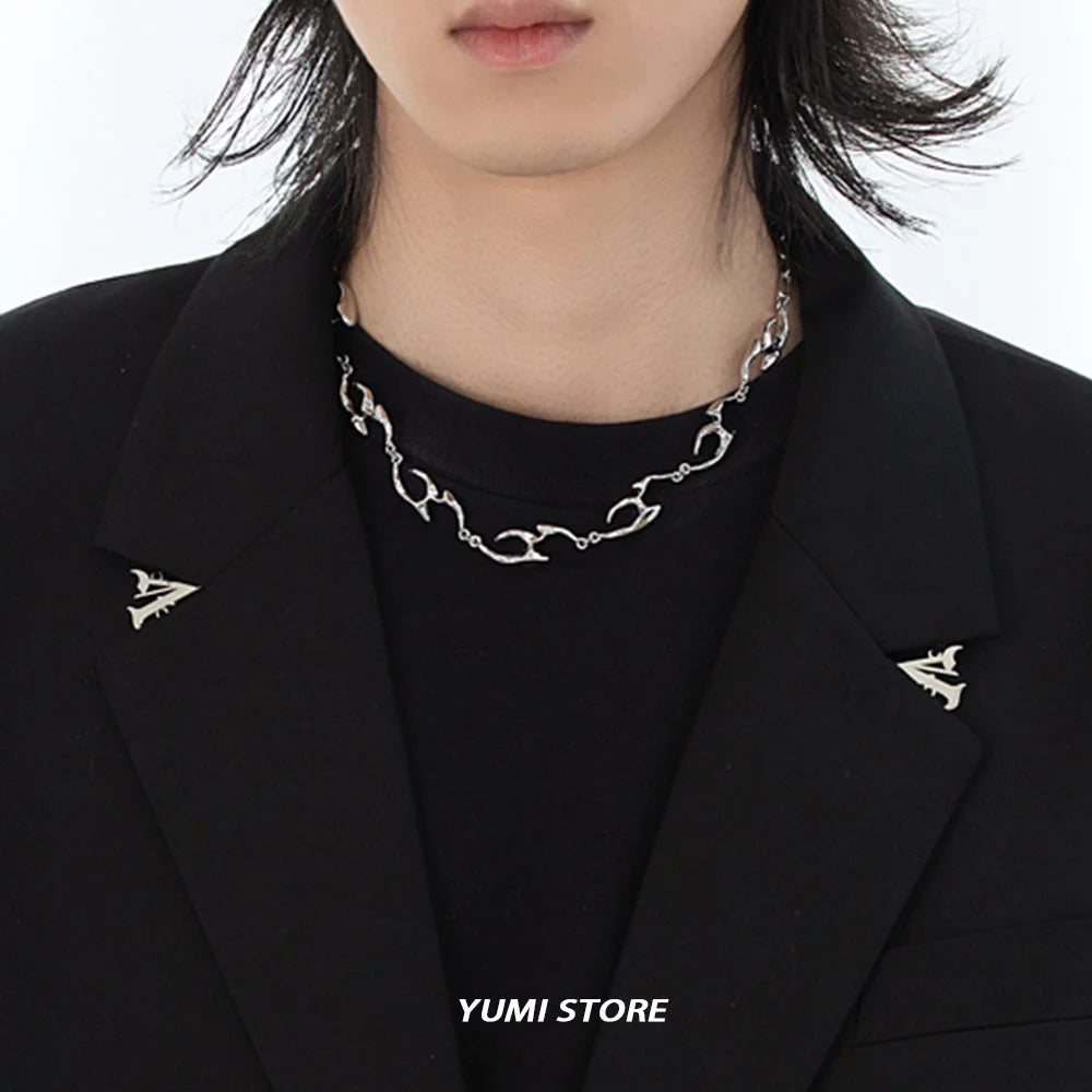 New Trend Irregular Titanium Steel Necklace For Man Luxury Collar Chain Unisex Jewelry Street Hip Hop Accessories Wholesale