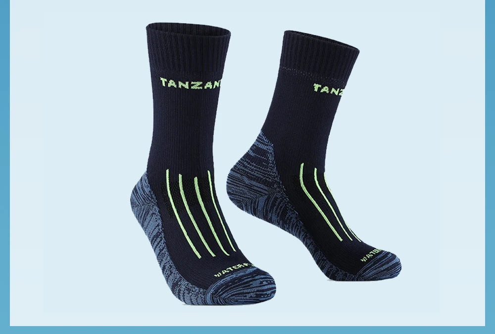 Calcetines impermeables para hombre, cálidos, para nieve, térmicos, deportivos, PORELLE MEMBRANES, snowboard, ciclismo, esquí, bicicleta, invierno, negro y azul.