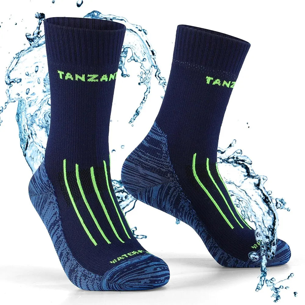 Calcetines impermeables para hombre, cálidos, para nieve, térmicos, deportivos, PORELLE MEMBRANES, snowboard, ciclismo, esquí, bicicleta, invierno, negro y azul.
