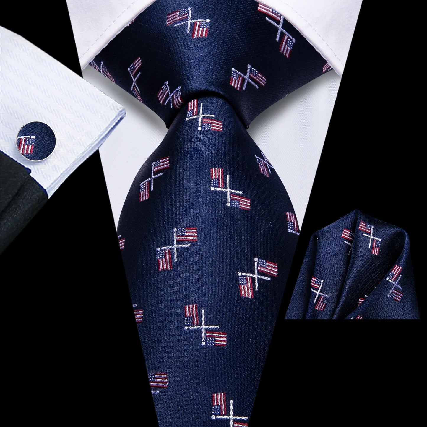 Hi-Tie Designer Silk Wedding Tie For Men Blue White Plaid Handky Cufflink Set Fashion Necktie For Men Business Party Wholesale