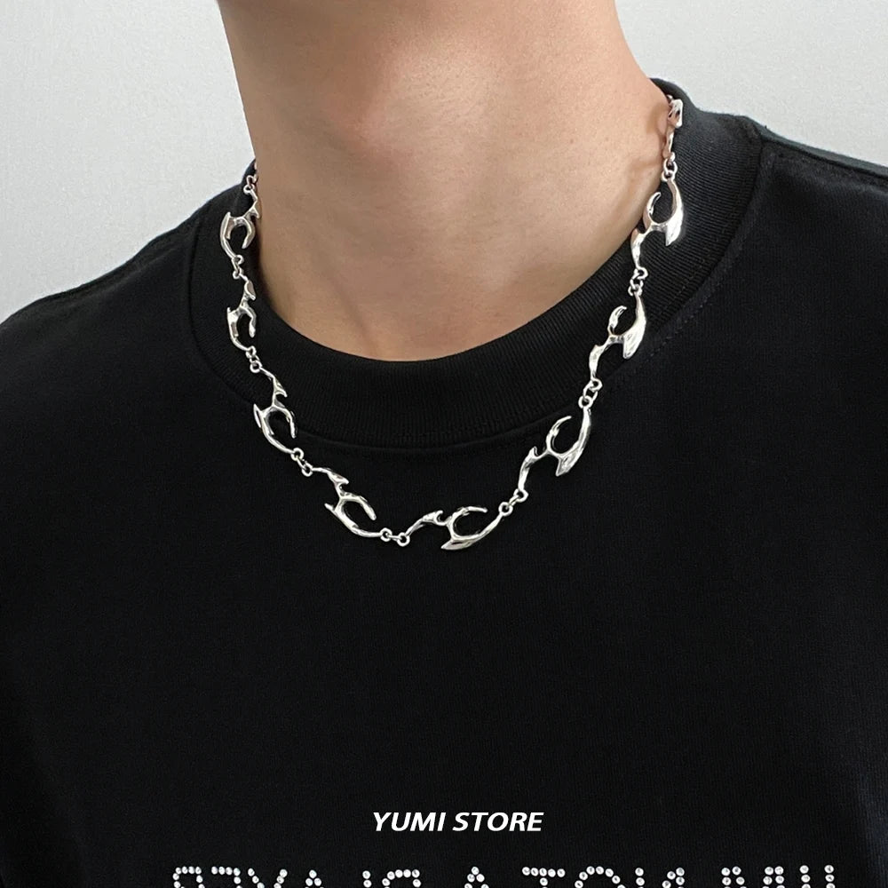 New Trend Irregular Titanium Steel Necklace For Man Luxury Collar Chain Unisex Jewelry Street Hip Hop Accessories Wholesale