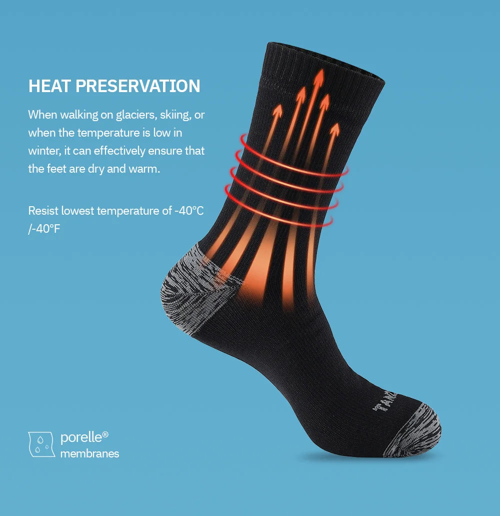 Calcetines impermeables para hombre, cálidos, para nieve, térmicos, deportivos, PORELLE MEMBRANES, snowboard, ciclismo, esquí, bicicleta, invierno, negro y azul.