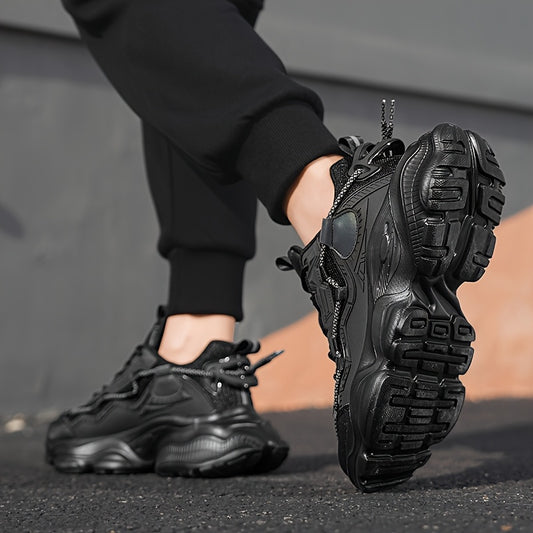 Zapatillas Deportivas de Hombre Bajas – Tela Transpirable y Suela MD Acolchada para Running, Senderismo y Tenis – Calzado Casual de Todas las Estaciones con Cordones Ajustables (Negro)