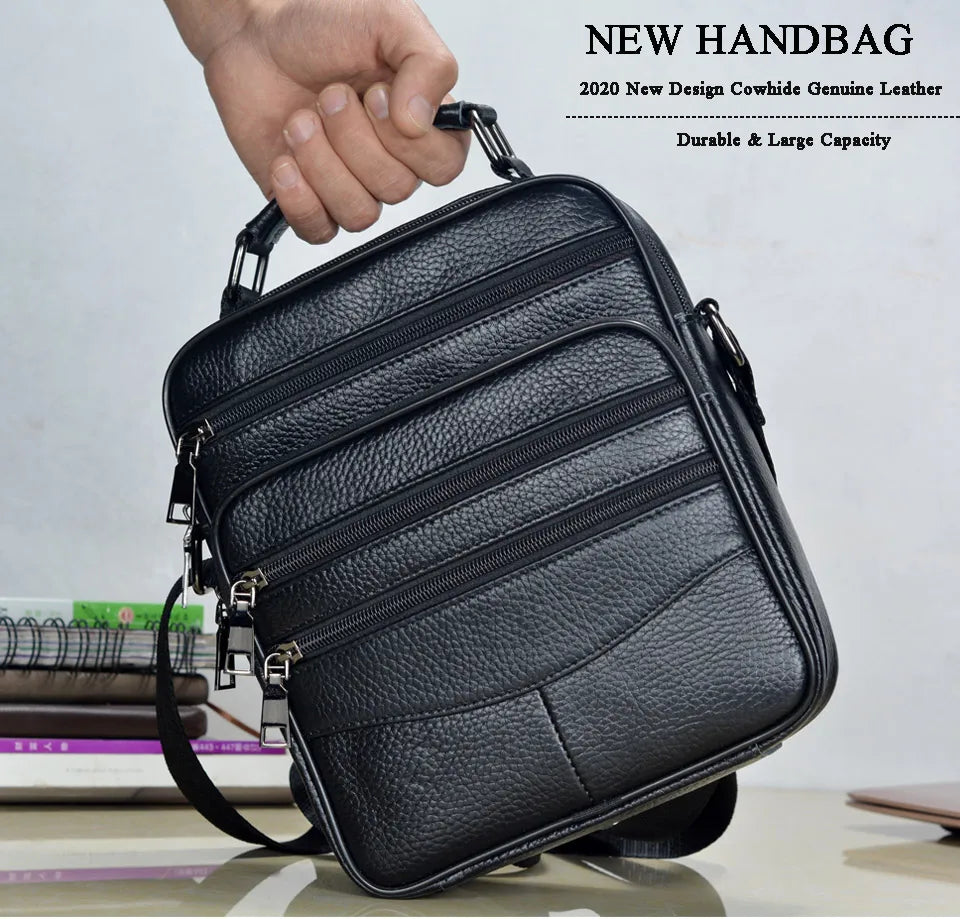 Hot Fashion Men Messenger Bags Genuine Leather Handbags for Man Luxury Brand Male Crossbody Bag for Mini Pad Boy Shoulder Bag