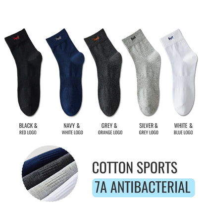 Calcetines MiiOW antibacterianos y antiolor, 100 % algodón puro, para hombre, de vestir, de negocios, largos, de color liso, transpirables, deportivos.