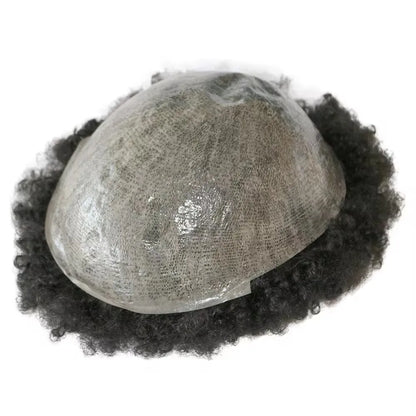 10mm 360 Wave #1B65 Grey Human Hair Prosthesis Hair Afro Black Men Durable ...