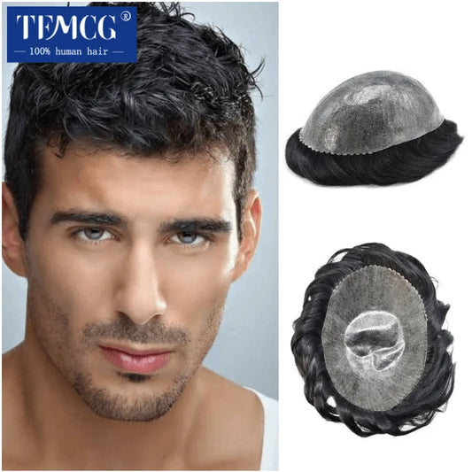 Prótesis capilares duraderas para hombres: cabello humano 100 % natural 