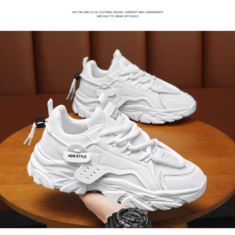 Men's breathable thick soled casual sports shoes for outdoor running four seasons new dad shoes soft soles comfort male sneakers