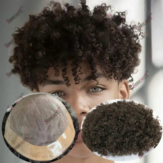 Prótesis capilar masculina – Densidad del 130 % – Base de piel ultrafina de 0,1 a 0,12 mm 