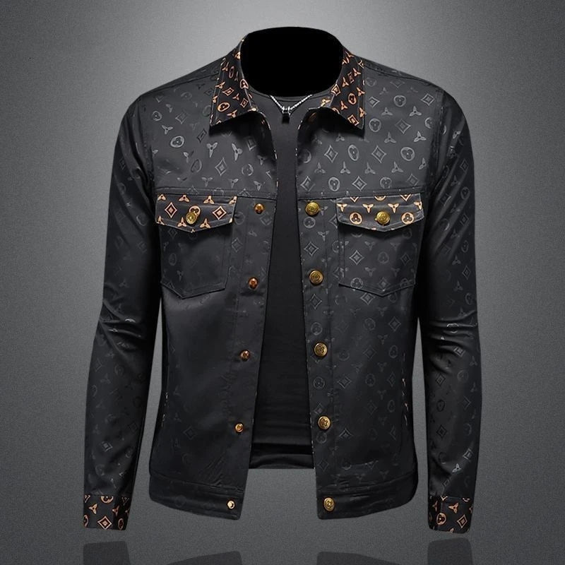 New dark flower jacket men's large size lapel casual jacket slim handsome trendy men's clothing