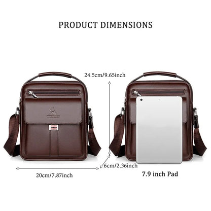Men Crossbody Shoulder Bags Waterproof Vintage Men Handbags Large Capacity Pu Leather Bag Man Messenger Bags Tote Bag