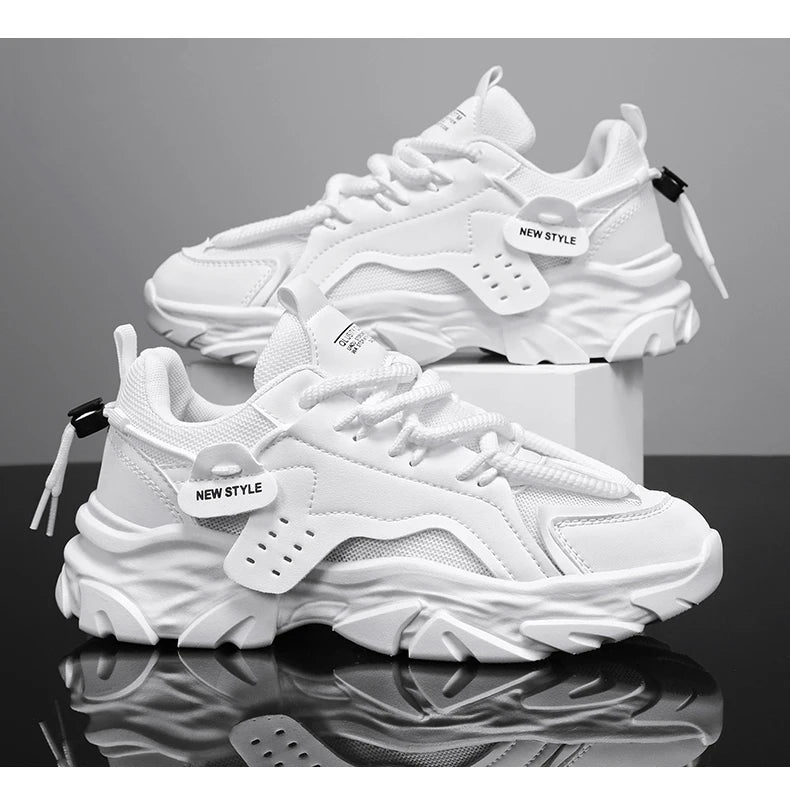 Men's breathable thick soled casual sports shoes for outdoor running four seasons new dad shoes soft soles comfort male sneakers