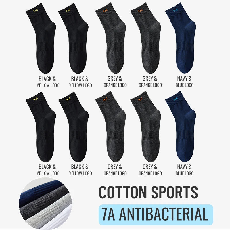 Calcetines MiiOW antibacterianos y antiolor, 100 % algodón puro, para hombre, de vestir, de negocios, largos, de color liso, transpirables, deportivos.