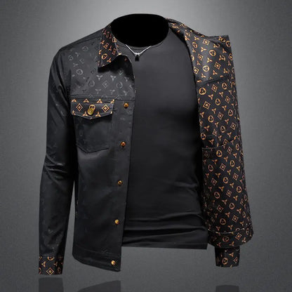 New dark flower jacket men's large size lapel casual jacket slim handsome trendy men's clothing