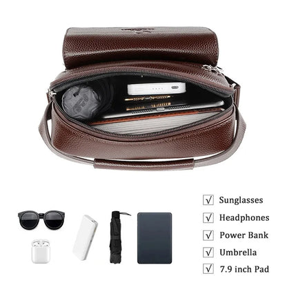 Men Crossbody Shoulder Bags Waterproof Vintage Men Handbags Large Capacity Pu Leather Bag Man Messenger Bags Tote Bag