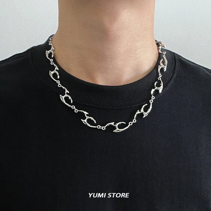 New Trend Irregular Titanium Steel Necklace For Man Luxury Collar Chain Unisex Jewelry Street Hip Hop Accessories Wholesale