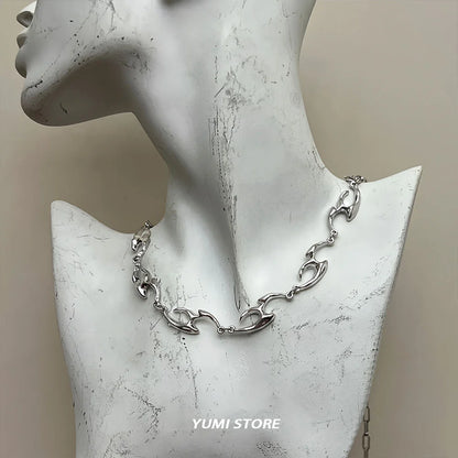 New Trend Irregular Titanium Steel Necklace For Man Luxury Collar Chain Unisex Jewelry Street Hip Hop Accessories Wholesale