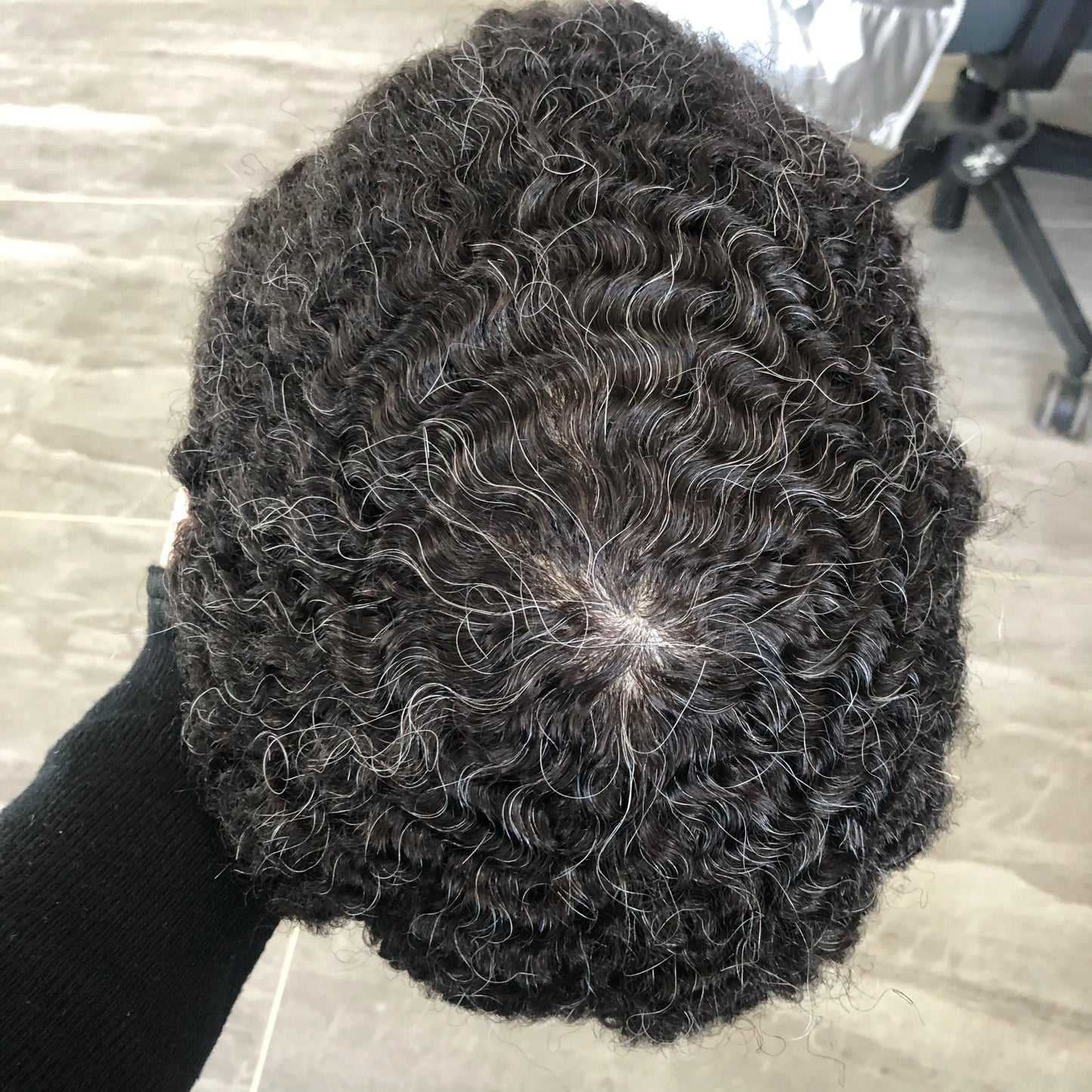 10mm 360 Wave #1B65 Grey Human Hair Prosthesis Hair Afro Black Men Durable ...