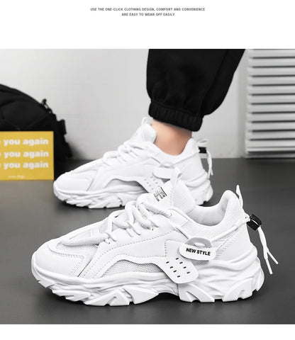 Men's breathable thick soled casual sports shoes for outdoor running four seasons new dad shoes soft soles comfort male sneakers