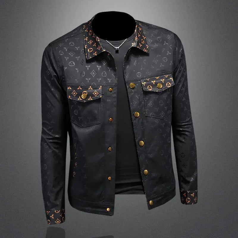 New dark flower jacket men's large size lapel casual jacket slim handsome trendy men's clothing