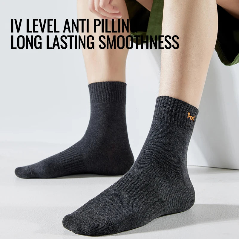 Calcetines MiiOW antibacterianos y antiolor, 100 % algodón puro, para hombre, de vestir, de negocios, largos, de color liso, transpirables, deportivos.