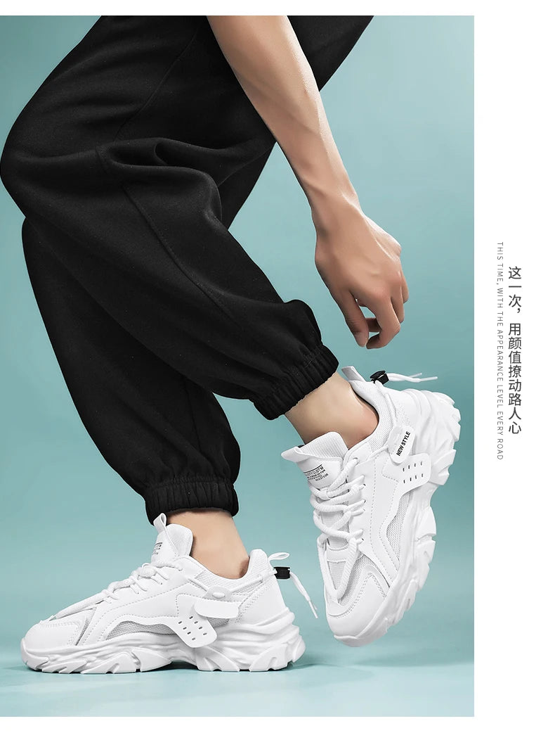 Men's breathable thick soled casual sports shoes for outdoor running four seasons new dad shoes soft soles comfort male sneakers