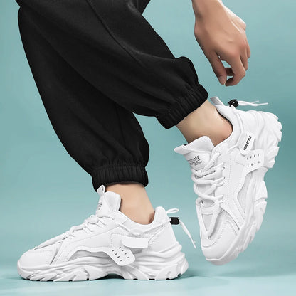 Men's breathable thick soled casual sports shoes for outdoor running four seasons new dad shoes soft soles comfort male sneakers