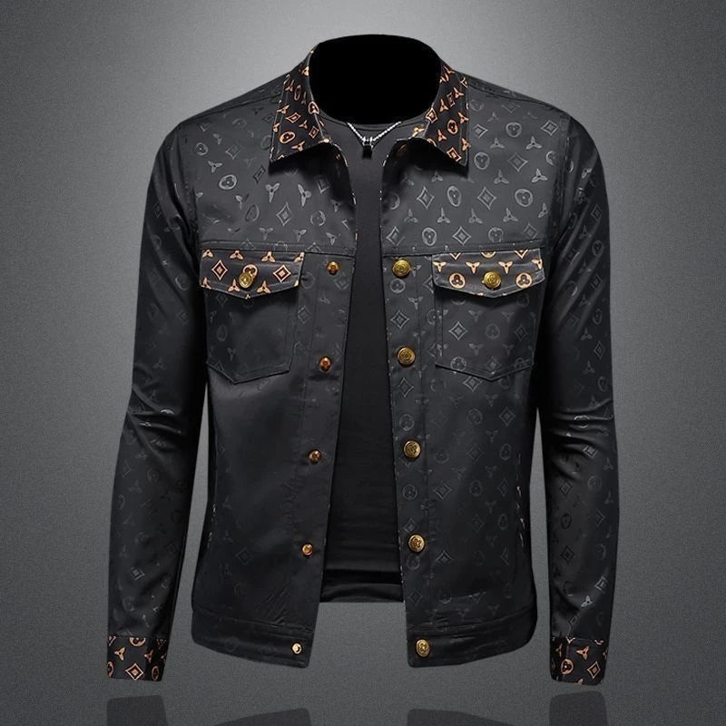 New dark flower jacket men's large size lapel casual jacket slim handsome trendy men's clothing