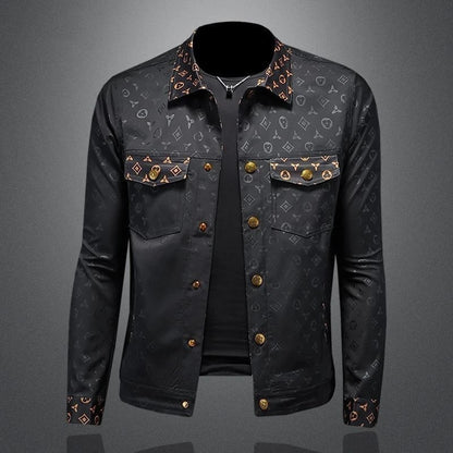 New dark flower jacket men's large size lapel casual jacket slim handsome trendy men's clothing