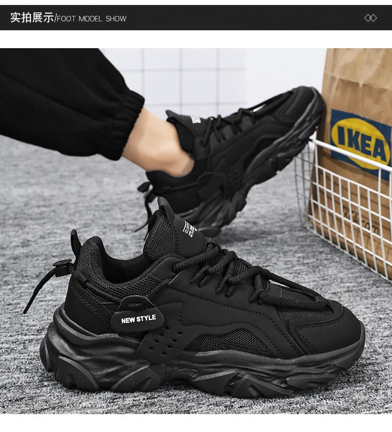 Men's breathable thick soled casual sports shoes for outdoor running four seasons new dad shoes soft soles comfort male sneakers