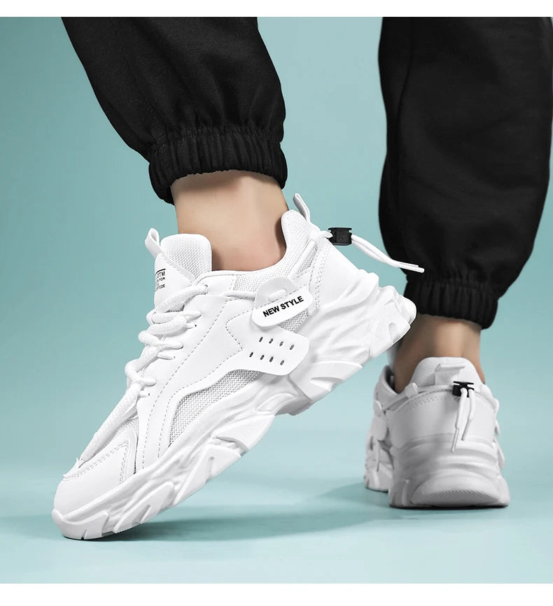 Men's breathable thick soled casual sports shoes for outdoor running four seasons new dad shoes soft soles comfort male sneakers