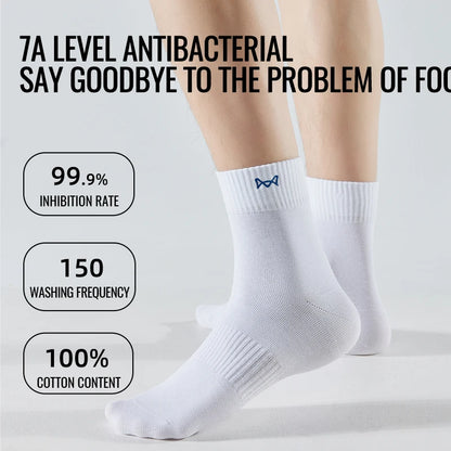 Calcetines MiiOW antibacterianos y antiolor, 100 % algodón puro, para hombre, de vestir, de negocios, largos, de color liso, transpirables, deportivos.